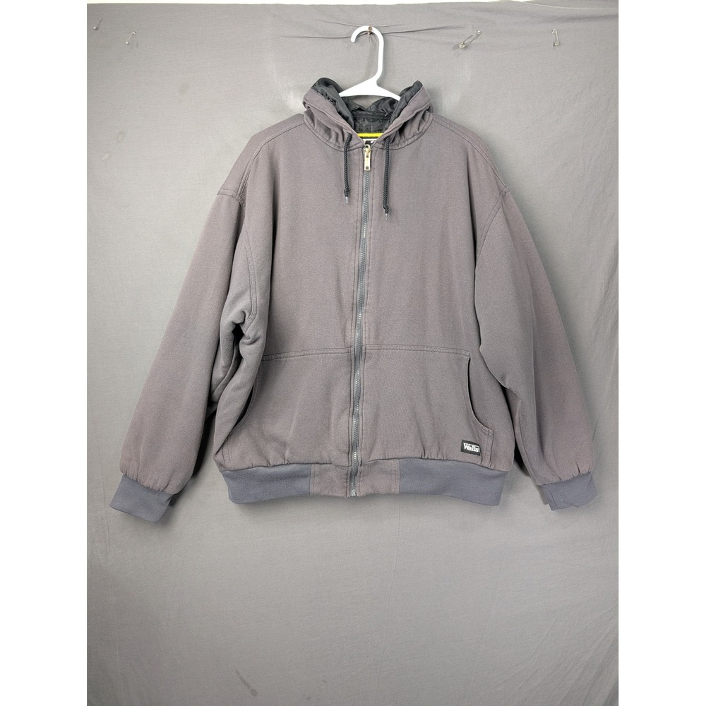Walls Workwear Mens 2XL Gray Hooded Full Zip Quilted Lined Jacket W35980N HGY